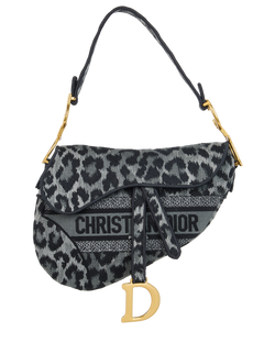 Leopard Saddle Bag, Canvas, Grey, 50-MA-0271, B/E, 3*